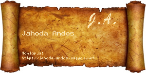 Jahoda Andos névjegykártya